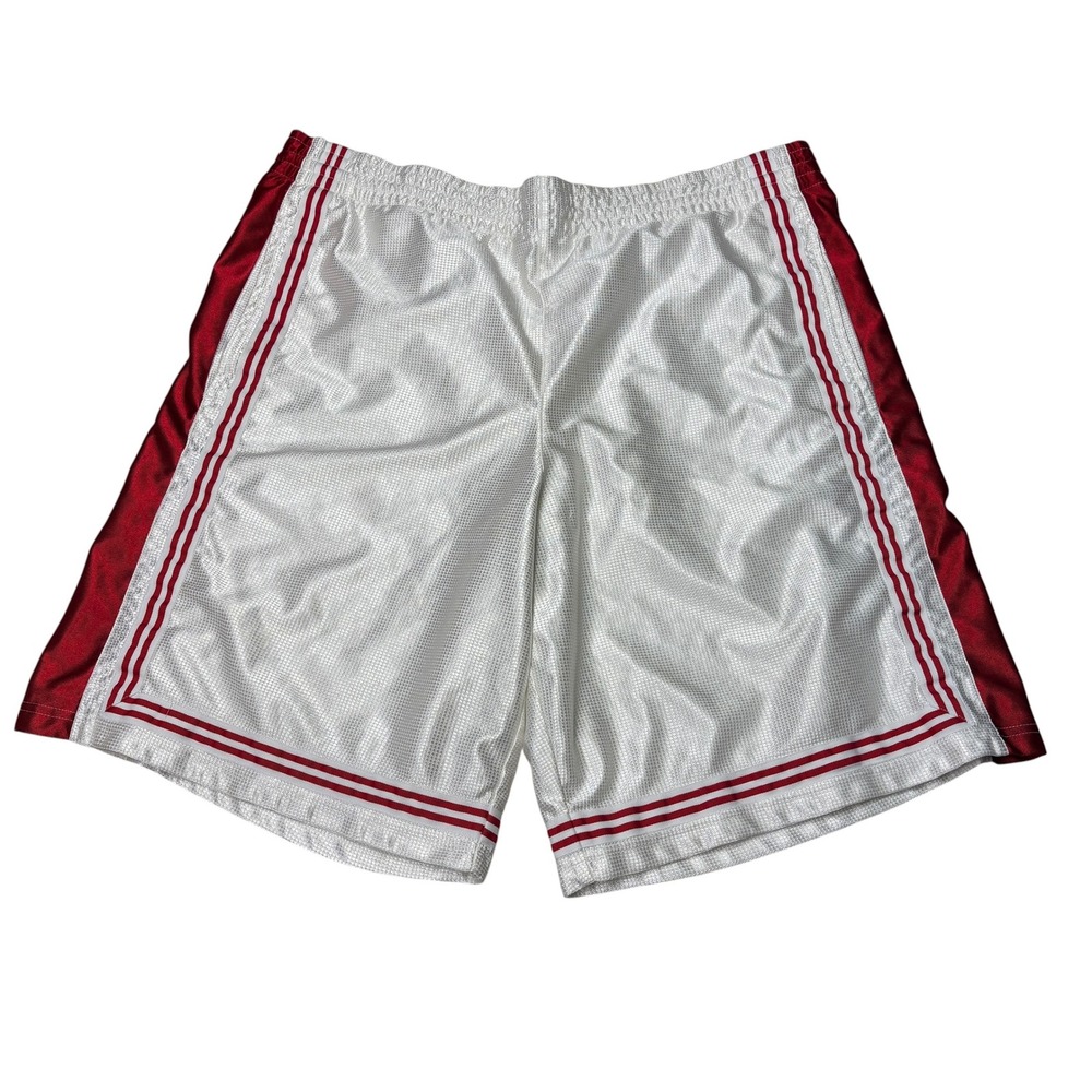 Foot Locker Mens XL Basketball White Red Mesh Athletic Striped Dazzle Shorts
